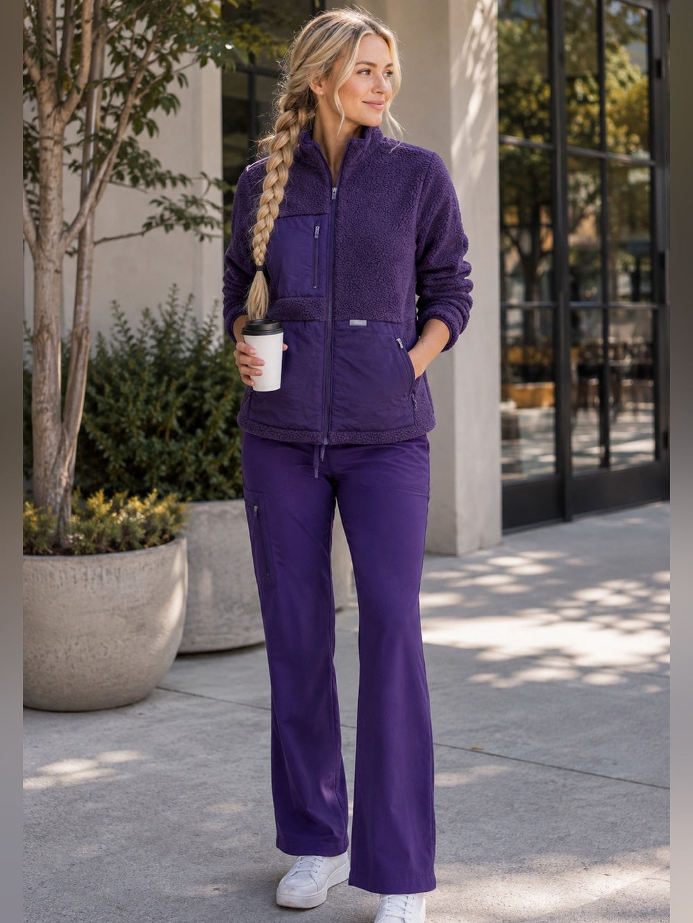 FIGS High-Pile Fleece Sherpa Jacket Deep Purple Size Small